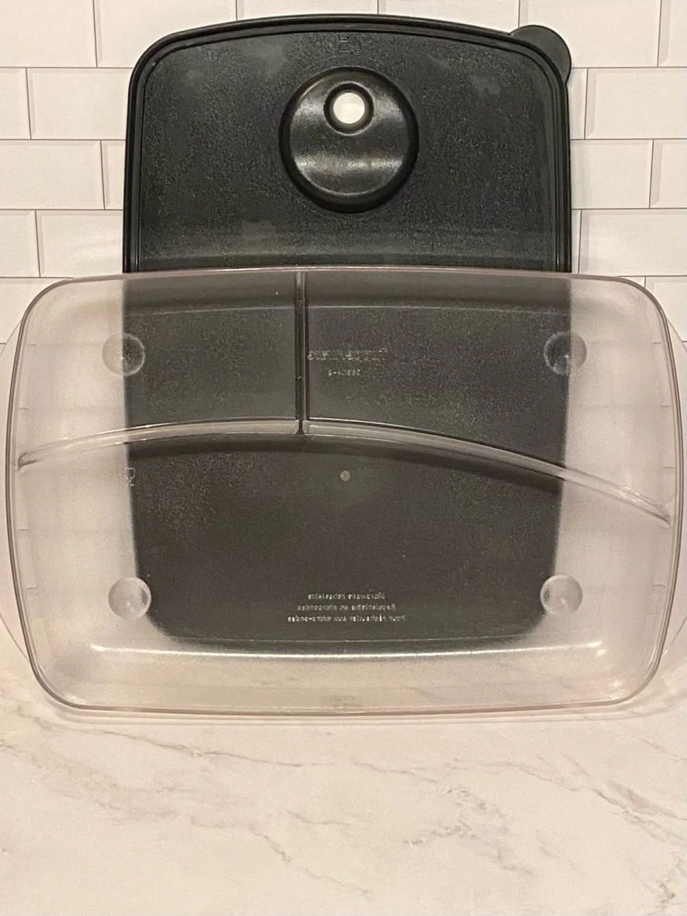 Tupperware Rock ‘N Serve Rectangular Shallow Divided Set Black/Wht/Clear